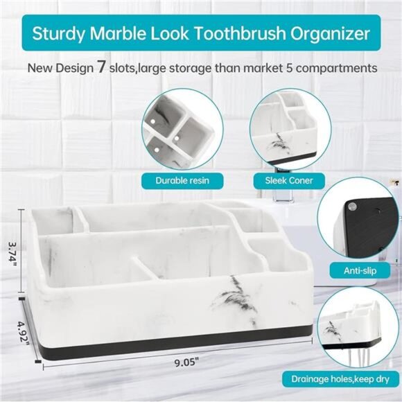 Toothbrush Holder Bathroom Organizer Countertop - Picture 4 of 7